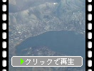 上空から見る山中湖と冬の富士山