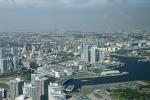 ランドマークタワー69Fから見た横浜の港とビル街