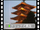 東京浅草寺の五重塔夕景