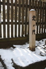 積雪の松江城「北の門」標識