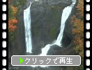 「袋田の滝」の滝壺と秋模様