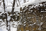積雪の会津若松城「石垣とツタ」