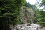 夏の面河渓「V字型の緑の峡谷」