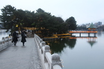 冬の大濠公園「観月橋と柳島の浮見堂」