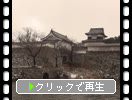 雪の福岡城址「潮見櫓と大手門」