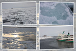 オホーツク海の流氷と遊覧船