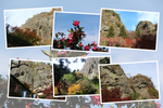 秋の岩屋寺「岩壁（礫岩峰）と青空」