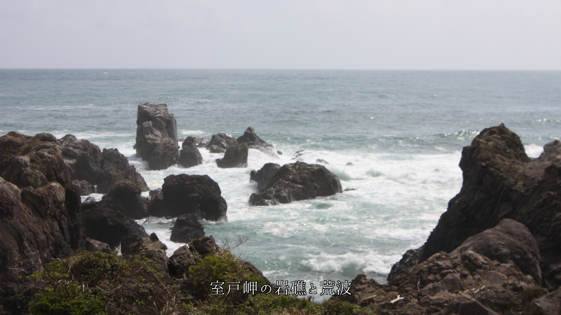 海が吠え　岩の飛沫が叫ぶ岬の断崖　やがて収まり植物たちが潮風にそよぐ　